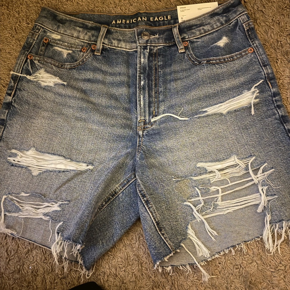 American Eagle Distressed Denim Cargo Shorts